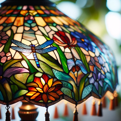 lampadaire Tiffany en vitrail